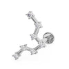 14k white gold Pisces constellation flat back labret with CZ stars, angled three-quarter view