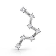 14k white gold Pisces constellation flat back labret with CZ stones, front view showing full star pattern
