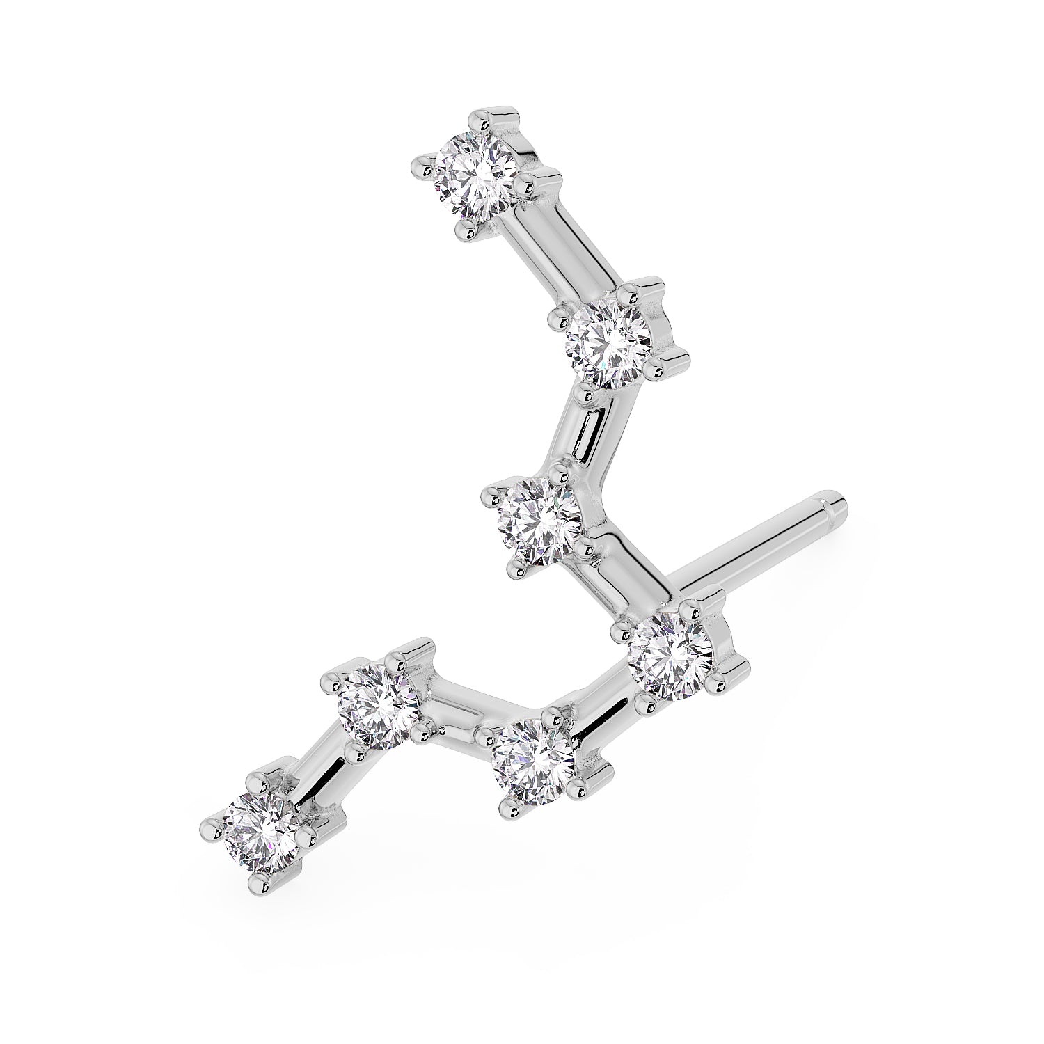 Pisces Constellation Earring 14k Gold Stud