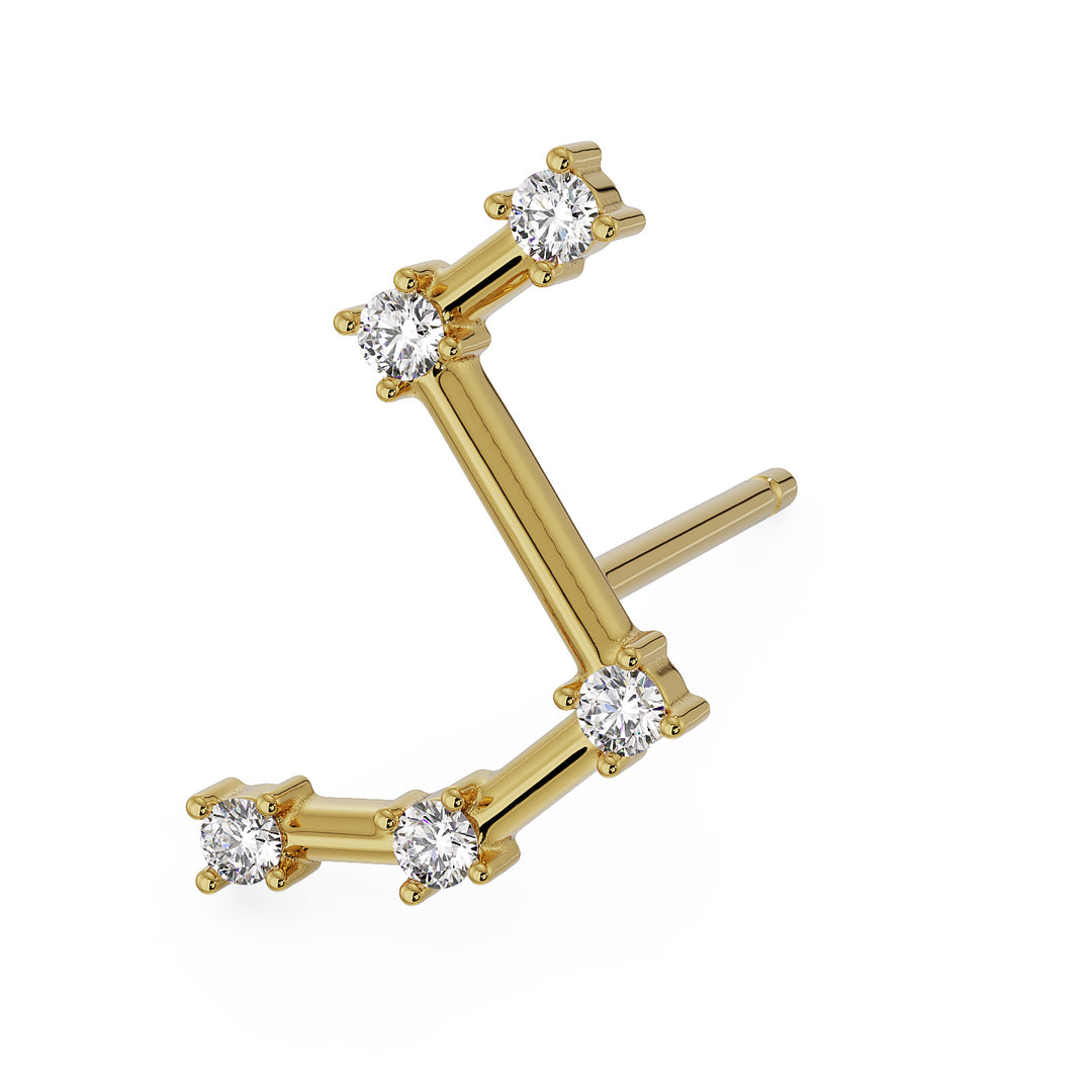 Aries Constellation Earring 14k Gold Stud