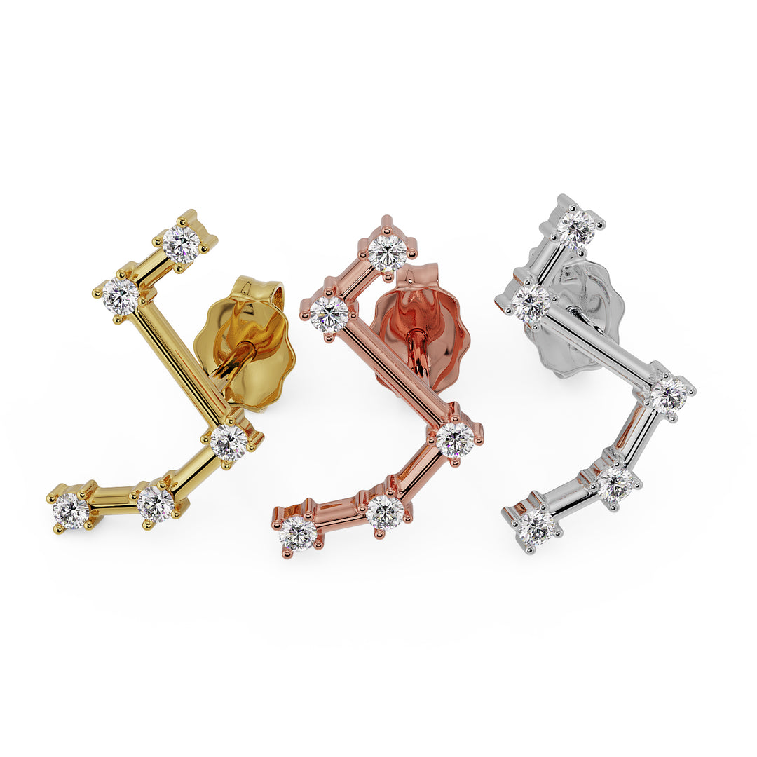 Aries Constellation Earring 14k Gold Stud