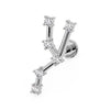 14k white gold Taurus constellation flat back labret with CZ stars, angled side view
