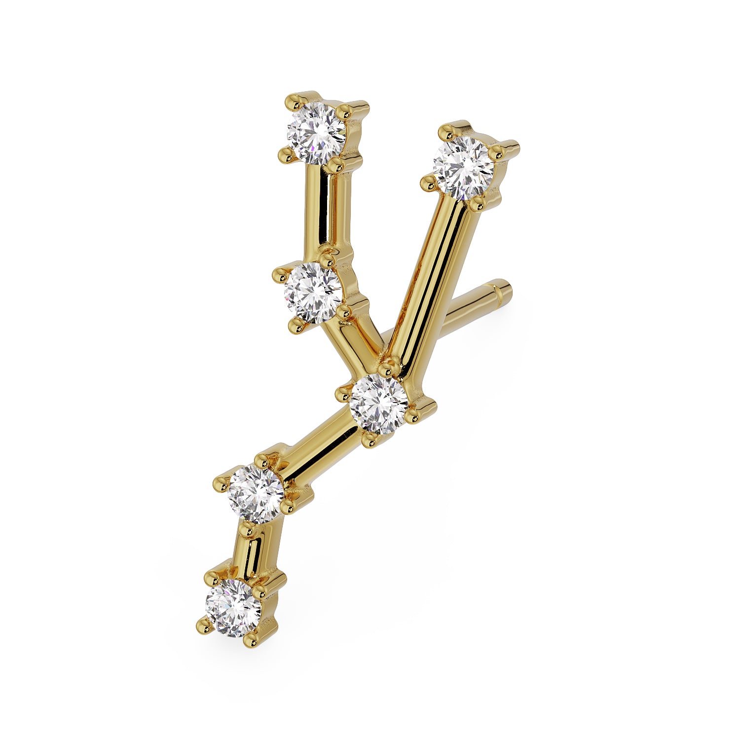 Taurus Constellation Earring 14k Gold Stud
