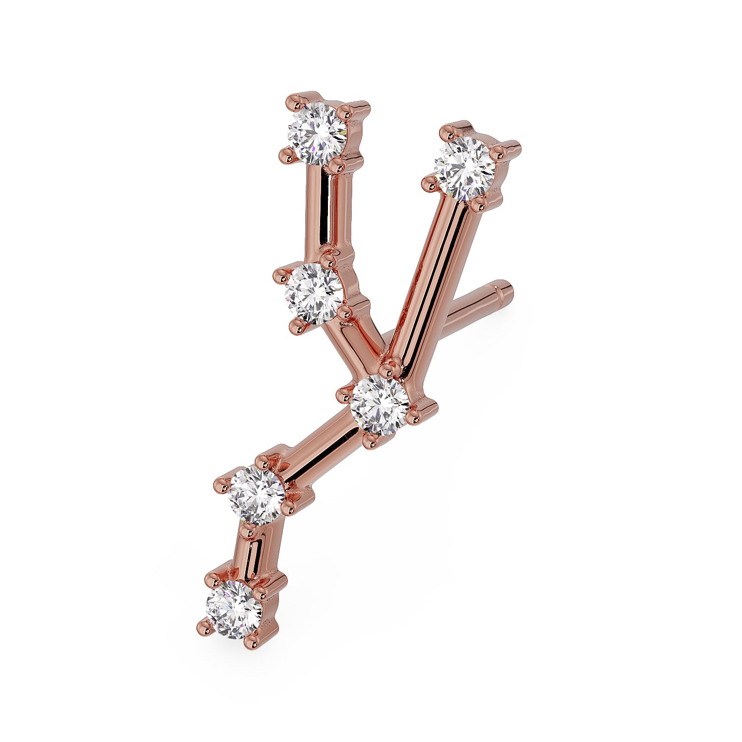 Taurus Constellation Earring 14k Gold Stud