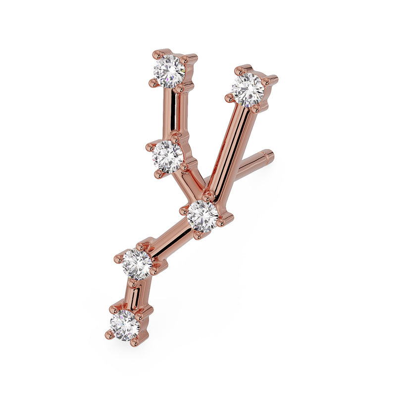 Taurus Constellation Earring 14k Gold Stud