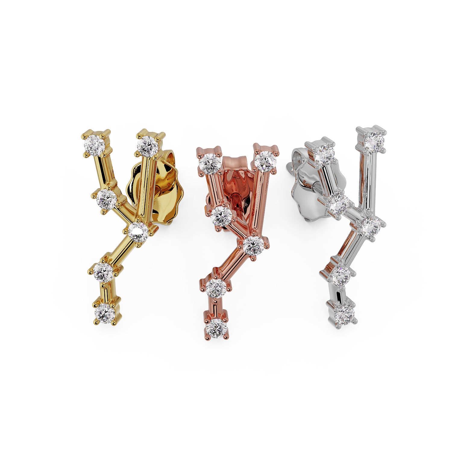 Taurus Constellation Earring 14k Gold Stud