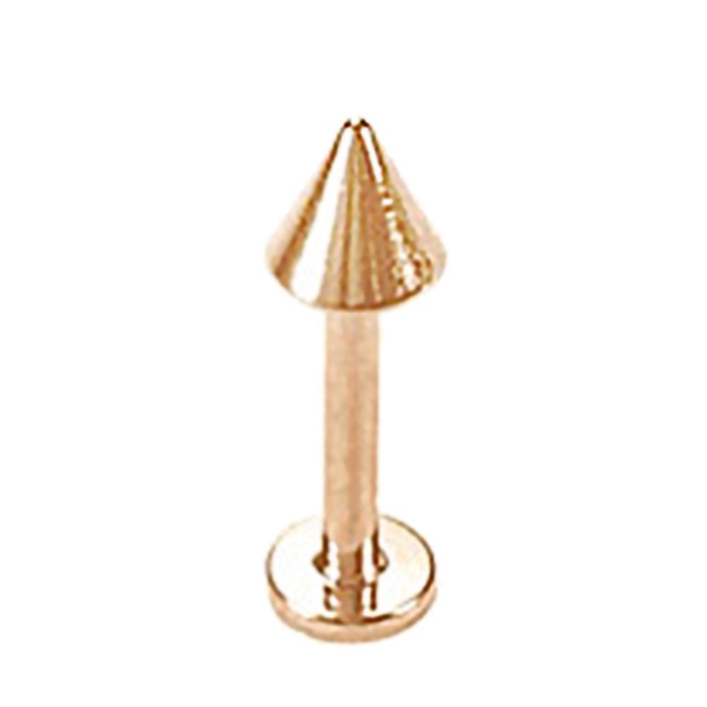 3mm Spike 14K Gold Labret Stud Lip Ring-14K Rose Gold   18G   5 16