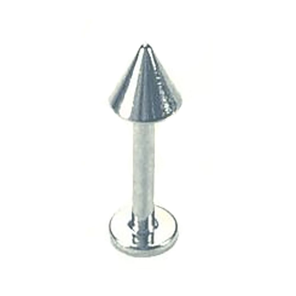 3mm Spike 14K Gold Labret Stud Lip Ring-14k White Gold   16G   5 16