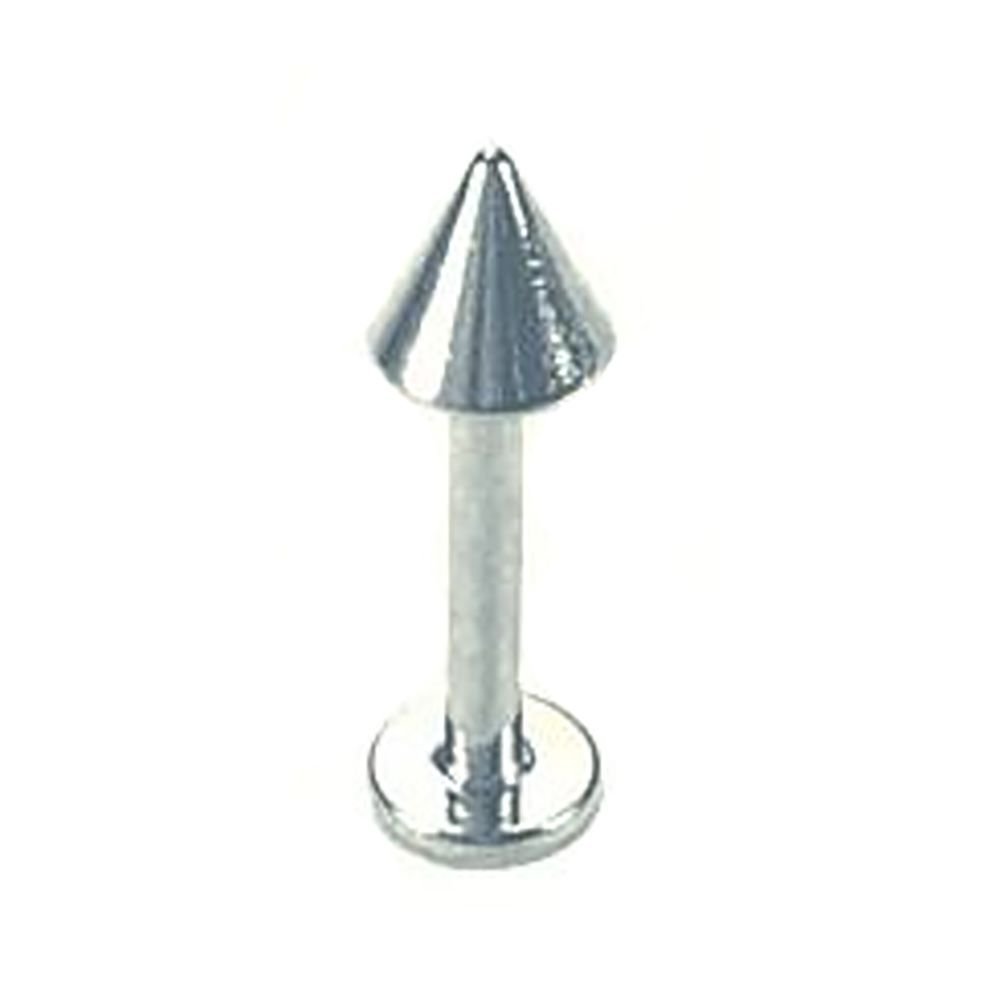 4mm Spike 14K Gold Labret Stud Lip Ring-14k White Gold   16G   5 16