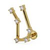 14k yellow gold Gemini constellation flat back labret with CZ star accents, angled view