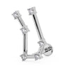 14k white gold Gemini constellation flat back labret with CZ star accents, angled three-quarter view