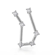14k white gold Gemini constellation flat back earring showing full star pattern, front view