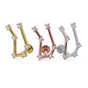 Gemini constellation flat back earring in yellow, rose, and white 14k gold color options side by side