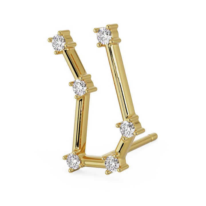 Gemini Constellation Earring 14k Gold Stud