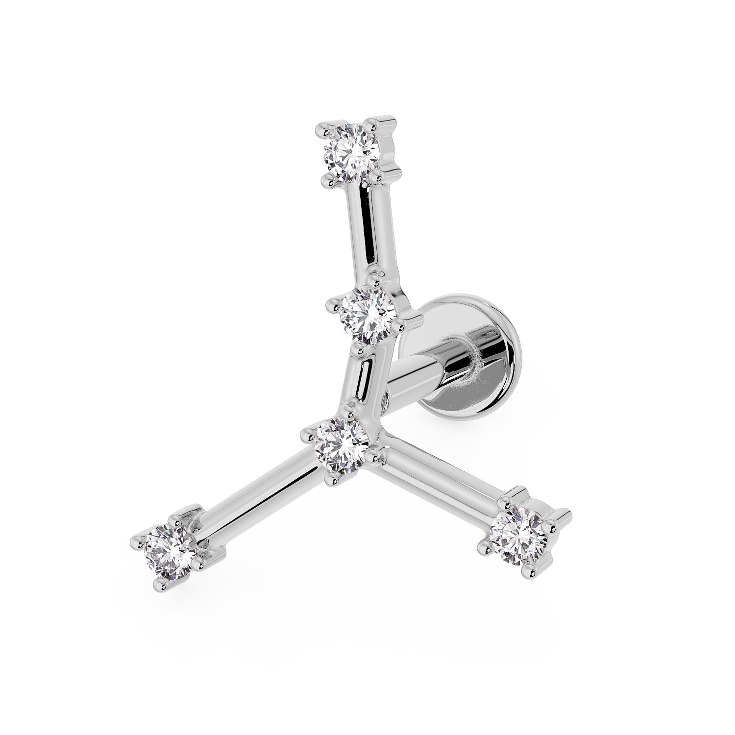 Cancer Constellation 14k Gold Flat Back Earring