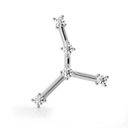 14k white gold Cancer constellation labret earring, front view showing five-stone CZ star pattern