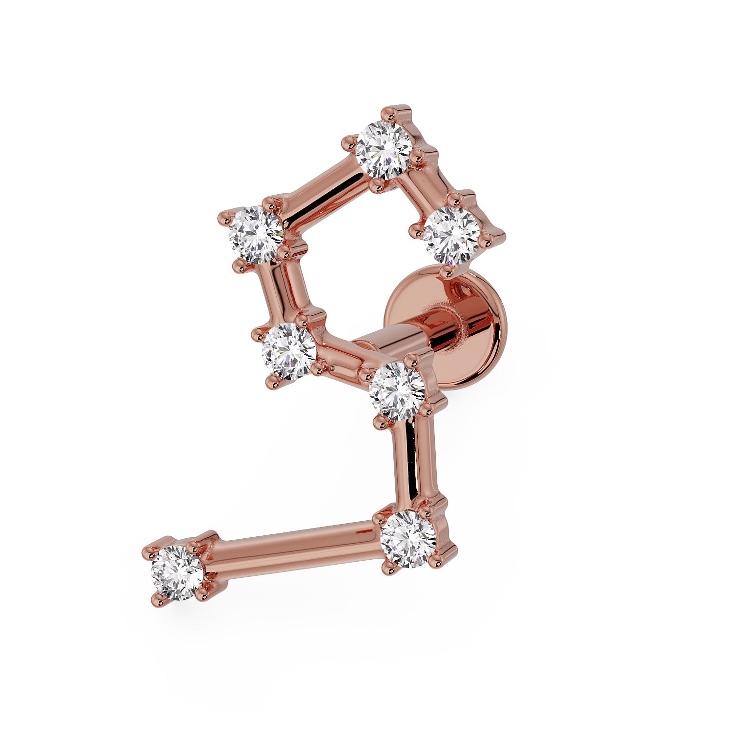 Leo Constellation 14k Gold Flat Back Earring