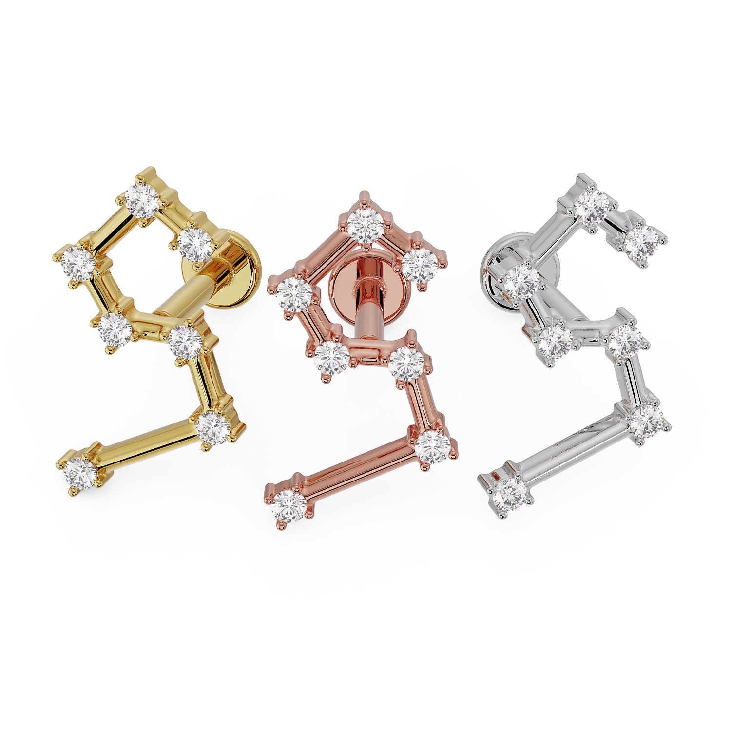Leo Constellation 14k Gold Flat Back Earring