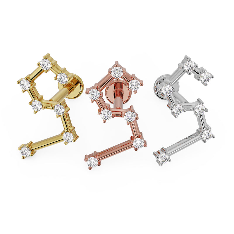 Leo Constellation 14k Gold Flat Back Earring