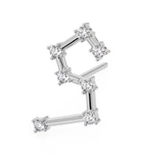 14k white gold Leo constellation stud earring with CZ stones, full front view showing star pattern