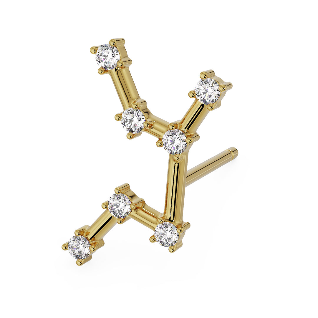 Virgo Constellation Earring 14k Gold Stud