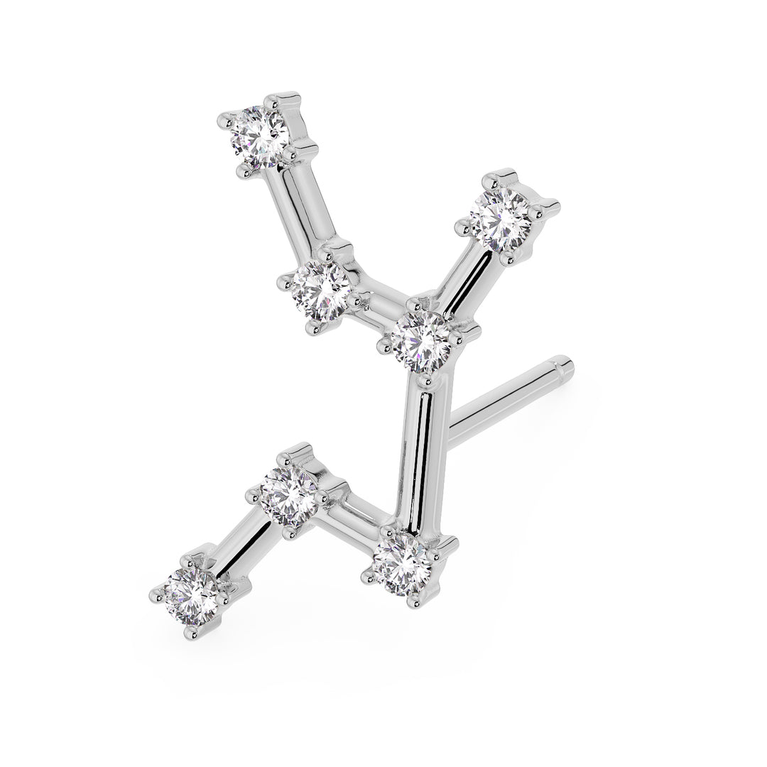 Virgo Constellation Earring 14k Gold Stud