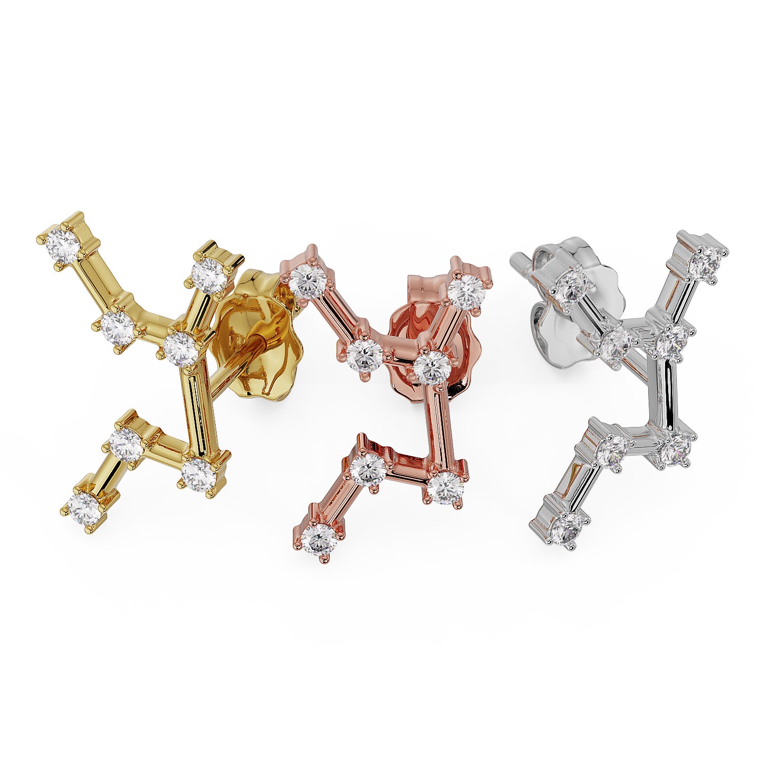 Virgo Constellation Earring 14k Gold Stud