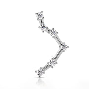 14k white gold Libra constellation flat back earring, front view showing CZ star pattern without backing