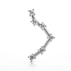 14k white gold Libra constellation stud earring with CZ stars, angled front view
