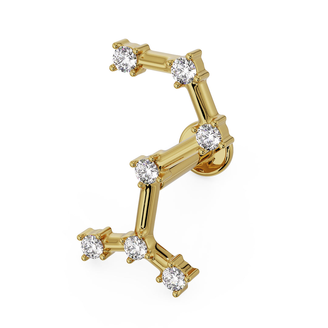 Scorpio Constellation 14k Gold Flat Back Earring