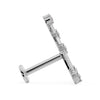 Reverse view of 14k white gold Scorpio constellation flat back earring showing post and flat disc backing