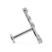 Reverse view of 14k white gold Scorpio constellation flat back earring showing post and flat disc backing