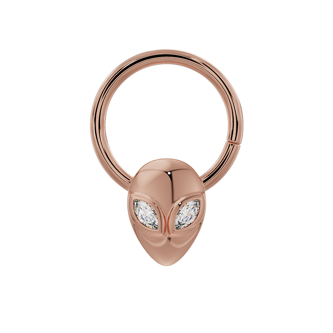 Alien Diamond 14K Gold Seam Ring Hoop