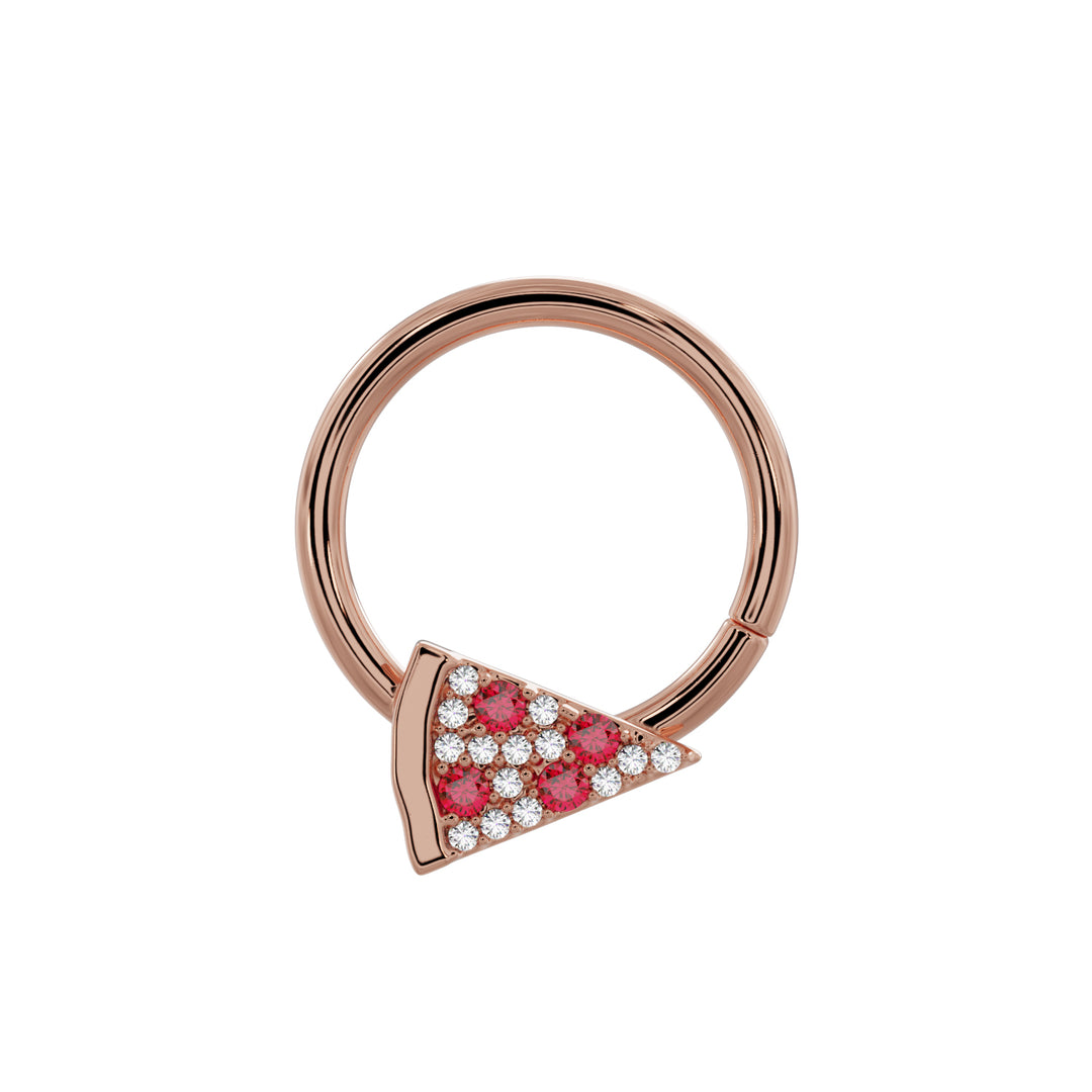 Pepperoni Pizza Diamond 14K Gold Seam Ring Hoop