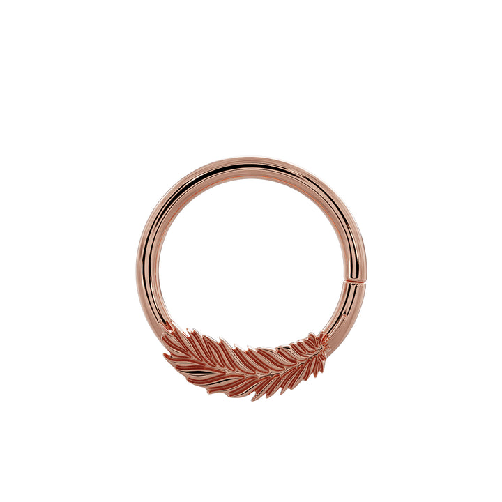 Feather - Right 14K Gold Seam Ring Hoop