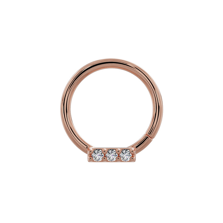 Trinity Diamond Bar 14K Gold Seam Ring Hoop