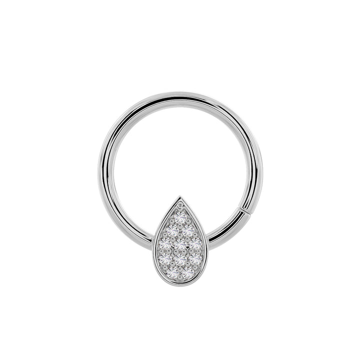 Teardrop Diamond Pave 14K Gold Seam Ring Hoop