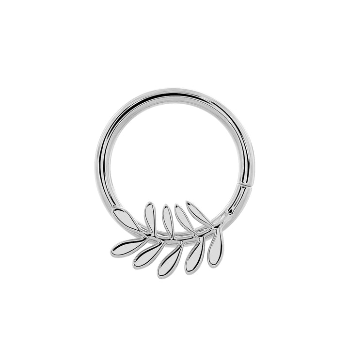Olive Branch Leaf - Right 14K Gold Seam Ring Hoop
