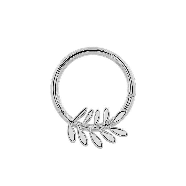 Olive Branch Leaf - Left 14K Gold Seam Ring Hoop