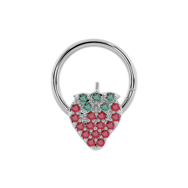 Strawberry Emerald 14K Gold Seam Ring Hoop