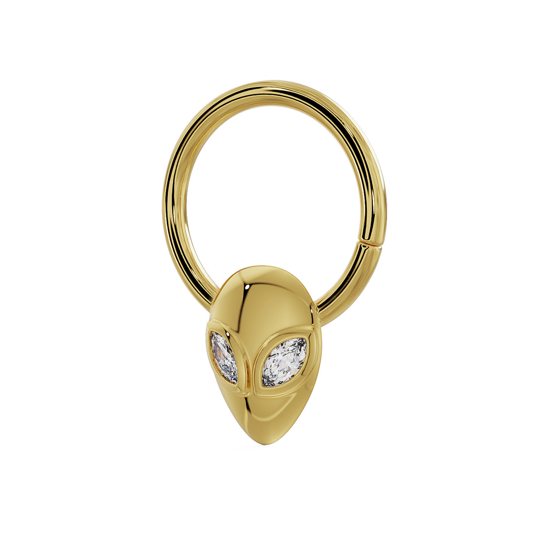 Alien Diamond 14K Gold Seam Ring Hoop