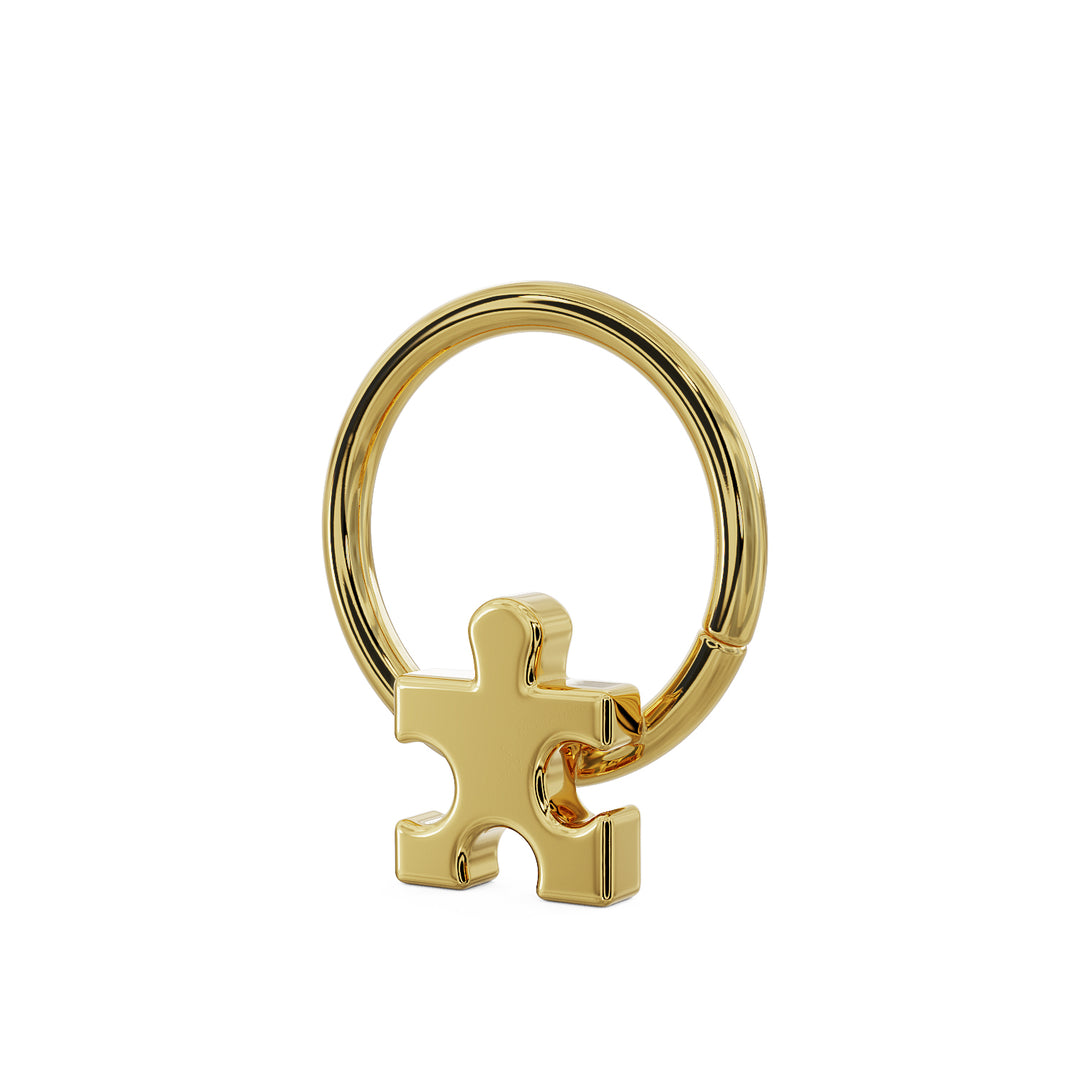 Puzzle 14K Gold Seam Ring Hoop