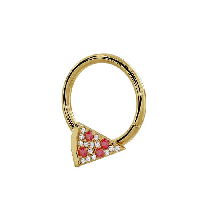 Pepperoni Pizza Diamond 14K Gold Seam Ring Hoop