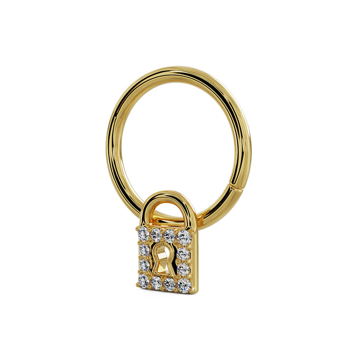 Lock Diamond 14K Gold Seamless Ring Hoop