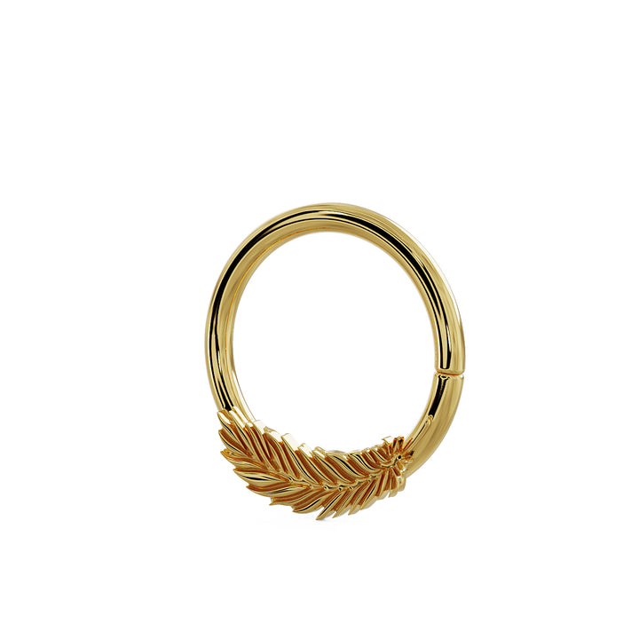 Feather - Right 14K Gold Seam Ring Hoop