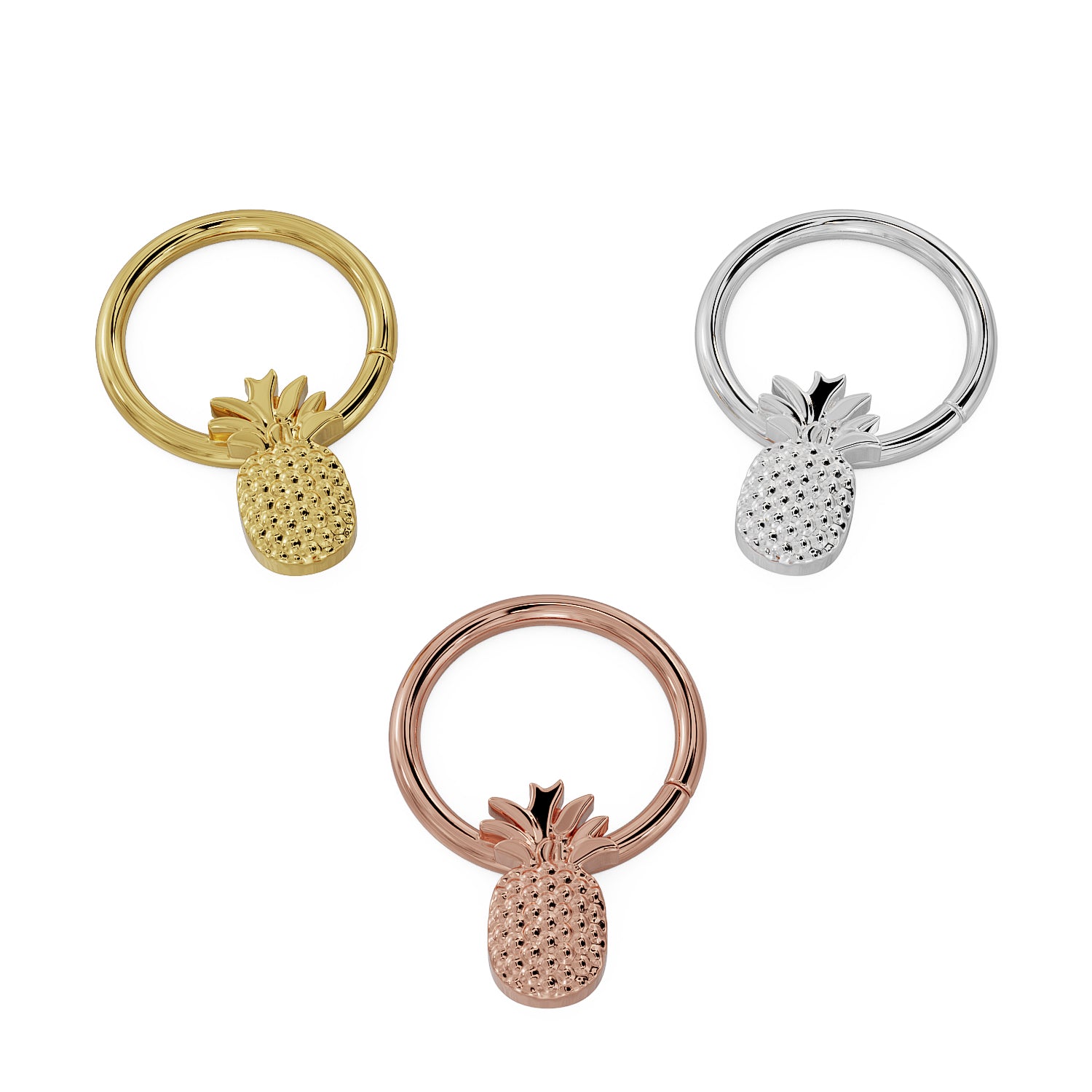 Pineapple 14K Gold Seam Ring Hoop