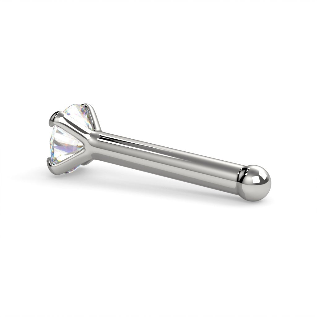 Twist Side View 2- 2.5mm Perfect Diamond Prong Nose Ring Stud