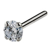 Platinum 2.5mm diamond straight pin post nose stud, angled view showing plain post and bright diamond