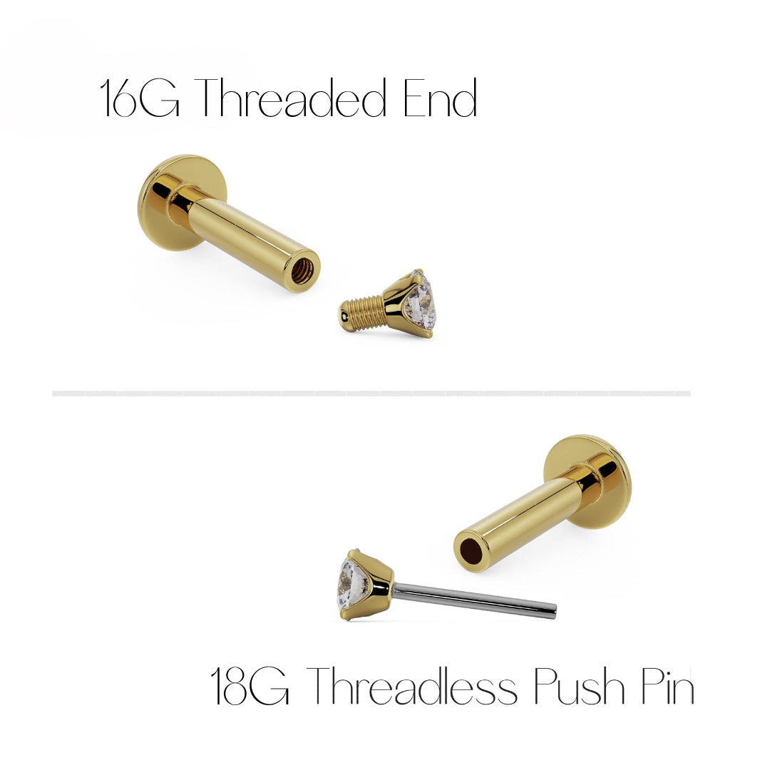 7mm Bar Stud 14K Gold Cartilage Earring