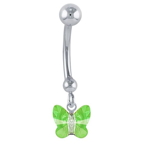 Petite Butterfly Swarovski Elements 14k Gold Belly Ring